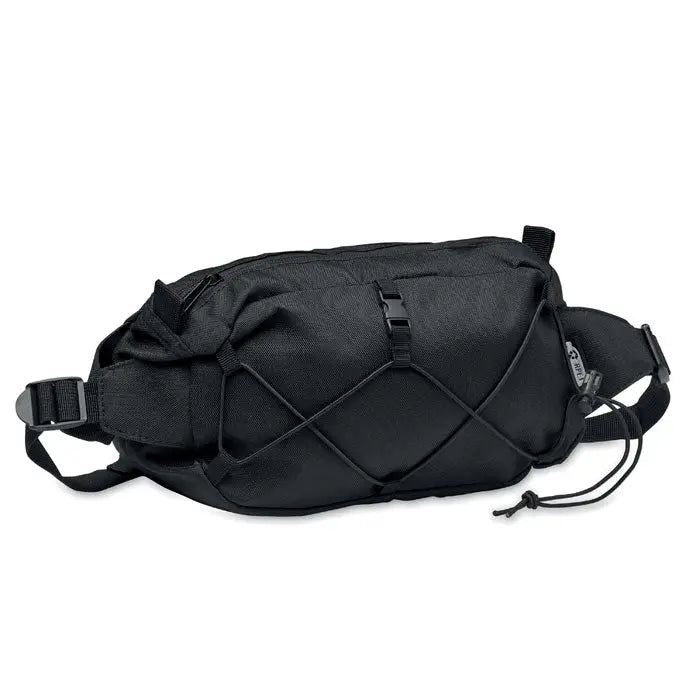 Geanta de talie neagra din 600d rpet cu design diamond si curele reglabile, stil tactic