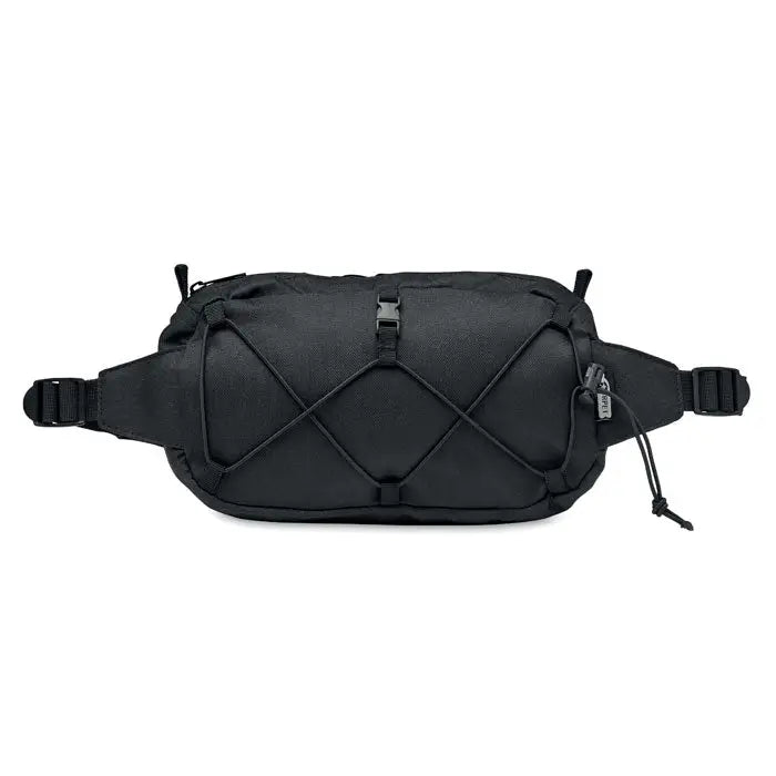 Geanta de talie neagra din 600d rpet cu design diamantat si curele reglabile in stil tactic