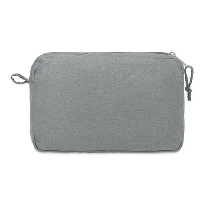 Geanta de toaleta din canepa 200 gr/m² gri cu textura, inchidere cu fermoar si snur impletit