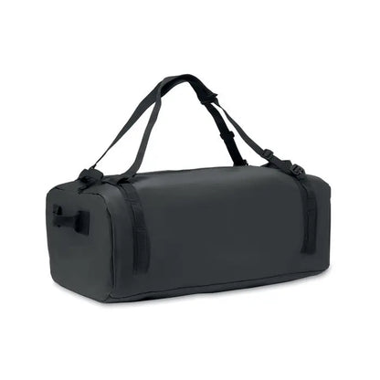 Geanta de voiaj din prelata neagra cu barete durabile si design minimalist pentru calatorii eficiente