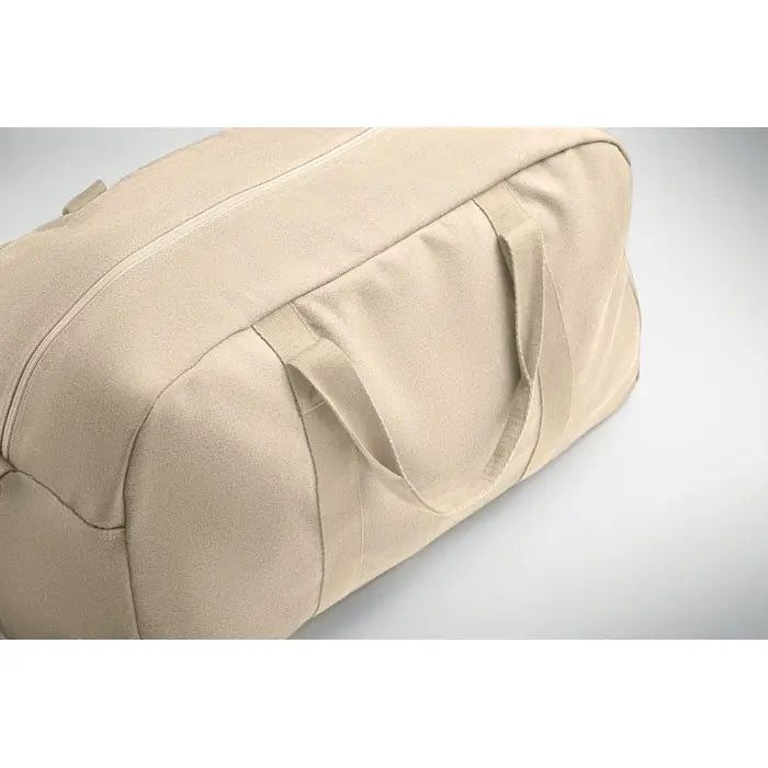 Beige geanta de voiaj duffle 450 gr/m² din panza cu manere intarite si inchidere cu fermoar superior