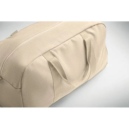 Beige geanta de voiaj duffle 450 gr/m² din panza cu manere intarite si inchidere cu fermoar superior