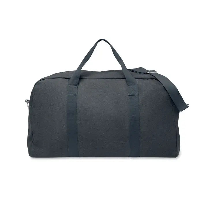 Geanta de voiaj duffle neagra din panza 450 gr/m² cu manere rezistente si curea de umar detasabila