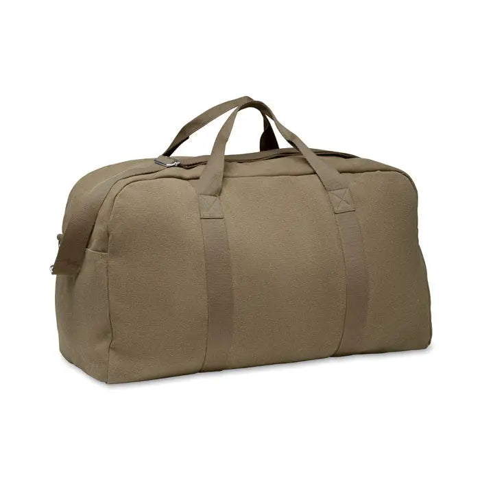 Tan geanta de voiaj duffle din canvas 450 gr/m² cu manere rezistente si buzunar lateral