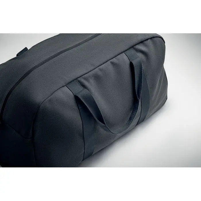 Geanta de voiaj duffle 450 gr/m² neagra din panza cu manere rezistente si design minimalist elegant