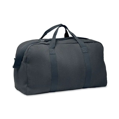 Geanta de voiaj duffle 450 gr/m² neagra din panza cu manere rezistente si curele laterale robusta