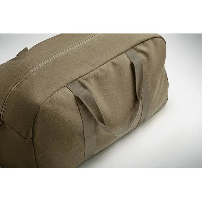 Geanta de voiaj duffle 450 gr m² din pânză bej cu mâner și fermoar asortate pentru călătorii practice