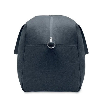 Geanta de voiaj duffle 450 gr/m² din pânză gri închis cu fermoar central și inel metalic