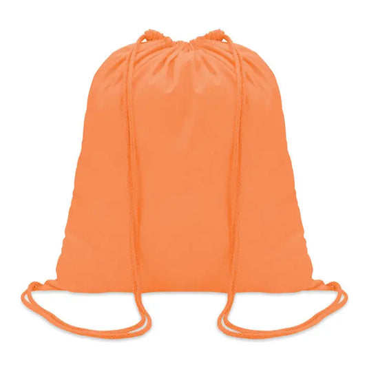 Geanta de bumbac bright orange cu snur de 100 gr pe metru pătrat și șnururi asortate