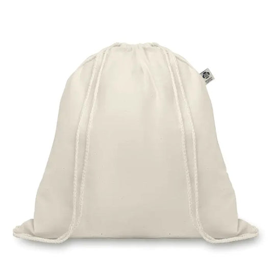 Cream-colored geanta din bumbac organic 105gr/m² cu snururi impletite asortate din sfoara