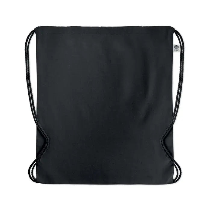 Geanta din bumbac organic neagra cu cordon si design minimalist din material rezistent
