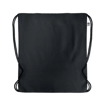 Geanta din bumbac organic neagra cu cordon si design minimalist din material rezistent