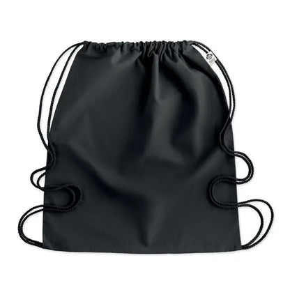 Geanta din bumbac organic neagra cu finisaj mat si cordon impletit negru pentru purtare usoara