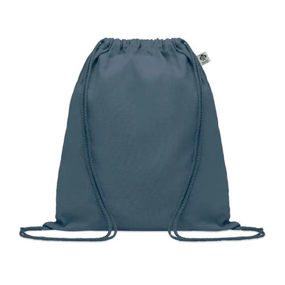 Geanta din bumbac organic verde teal inchis cu cordon impletit rezistent si material durabil