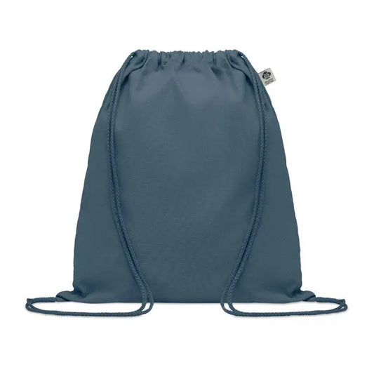 Geanta din bumbac organic verde teal inchis cu cordon impletit rezistent si material durabil