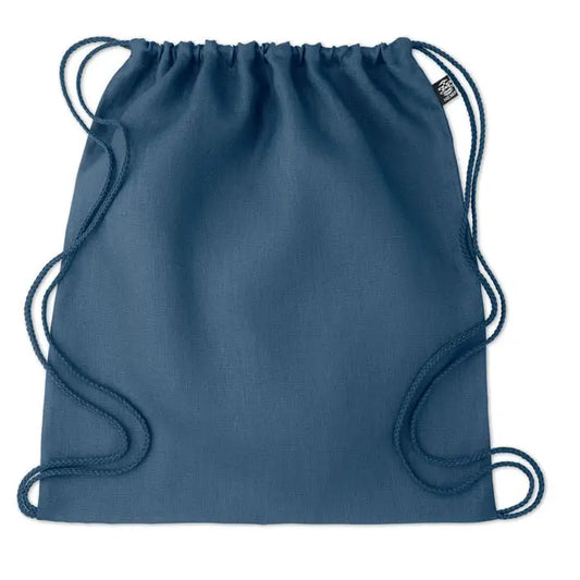 Geanta din canepa 200 gr/m² albastru inchis cu snur impletit asortat fabricata din material moale