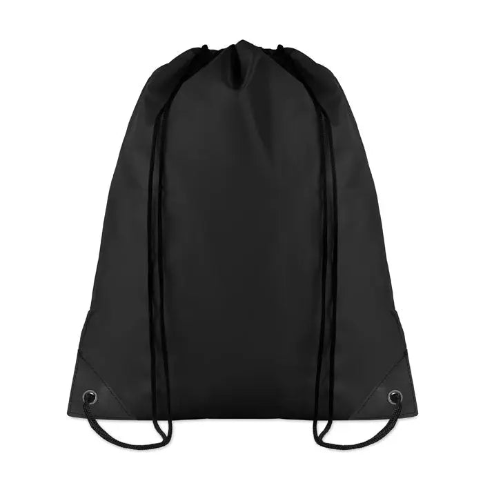 Geanta din poliester 190t neagra cu snur si colturi intarite, design simplu si minimalist