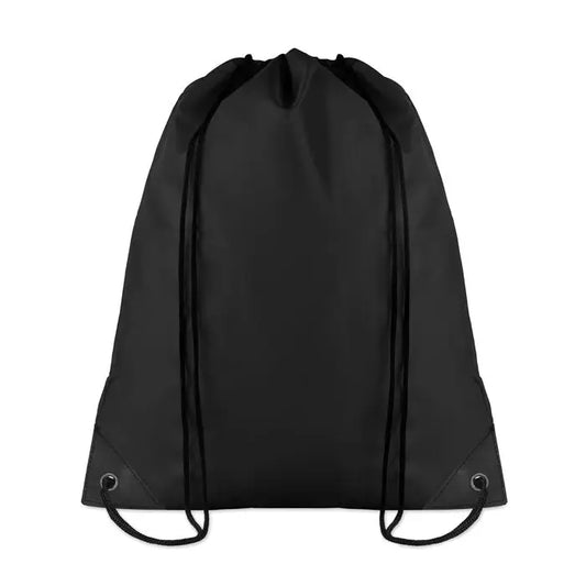 Geanta din poliester 190t neagra cu snur si colturi intarite, design simplu si minimalist