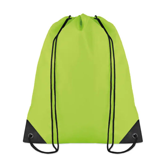 Geanta din poliester 190t lime verde cu snur, margini negre si colturi intarite