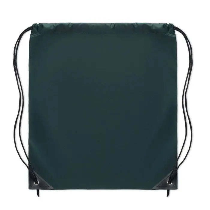 Geanta din poliester 190t verde inchis cu snur negru si coltare intarite, rucsac practic si rezistent