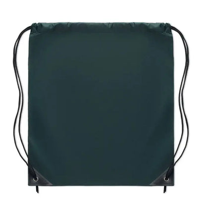 Geanta din poliester 190t verde inchis cu snur negru si coltare intarite, rucsac practic si rezistent