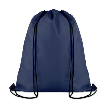 Navy blue, geanta din poliester 210d cu snur si sfori negre pentru prindere usoara