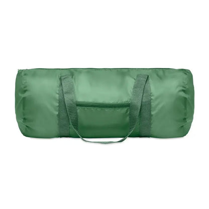 Geanta duffle 190t rpet 20l verde cilindrică cu mânere din material textil și buzunar frontal cu fermoar