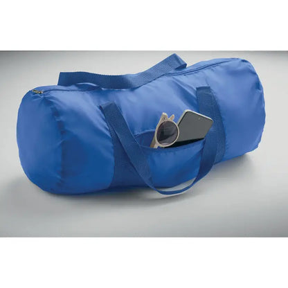Geanta duffle 190t rpet 20l albastra cu manere intarite din tesatura si buzunar frontal pentru ochelari si smartphone