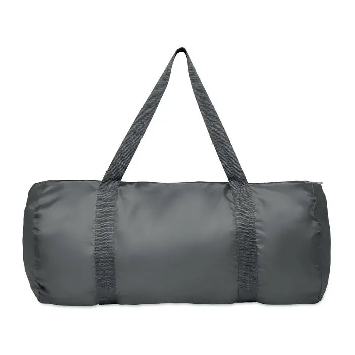 Geanta duffle 190t rpet 20l gri inchis cu design cilindric si curele intarite din material rezistent