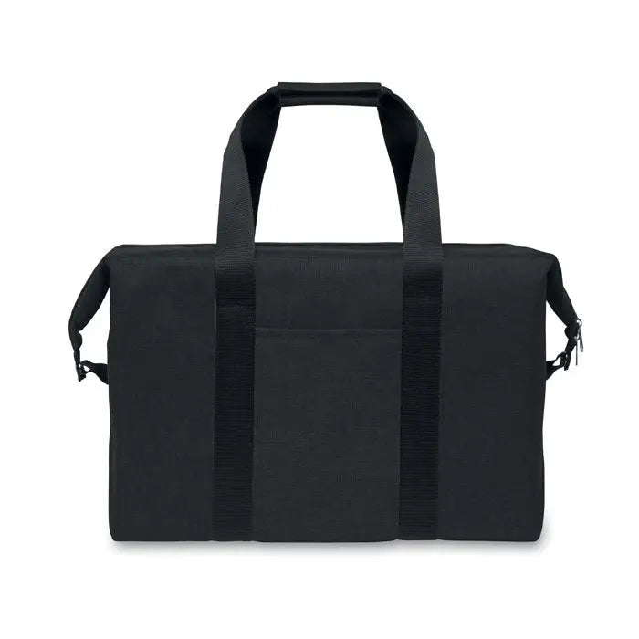 Geanta frigorifica 300d rpet 3l neagra din material textil durabil cu manere rezistente si fermoare laterale
