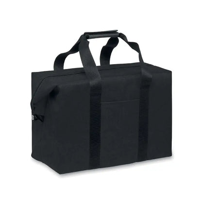 Geanta frigorifica 300d rpet 3l neagra din material textil cu manere rezistente si buzunar frontal