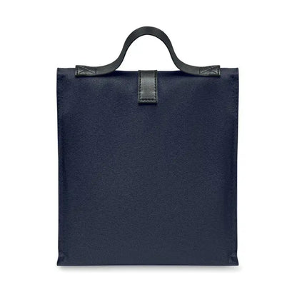 Geanta frigorifica 600d rpet albastru navy din panza cu maner si curea din piele neagra