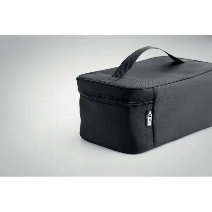 Geanta frigorifica neagra din 600d rpet cu maner superior si inchidere cu fermoar pentru calatorii