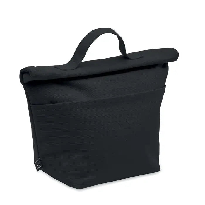 Geanta frigorifica din bumbac reciclat neagra cu design minimalist si maner rezistent tip rucsac