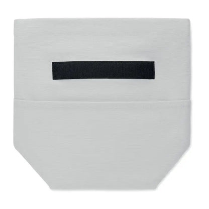 Geanta frigorifica din bumbac reciclat alb minimalist cu maner elastic negru din tesatura