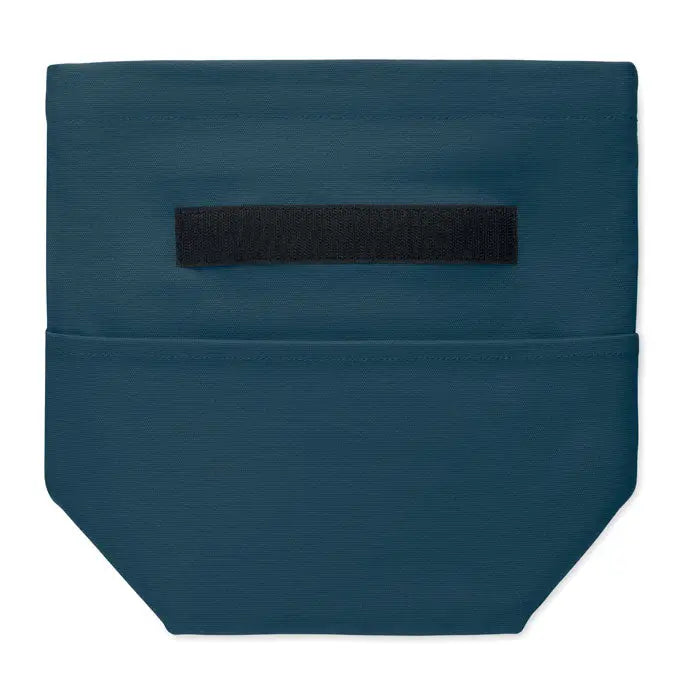 Geanta frigorifica din bumbac reciclat cu punga de depozitare teal si curea velcro neagra