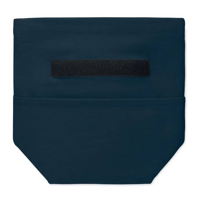 Geanta frigorifica din bumbac reciclat albastru inchis cu bretea neagra cu velcro pentru inchidere usoara