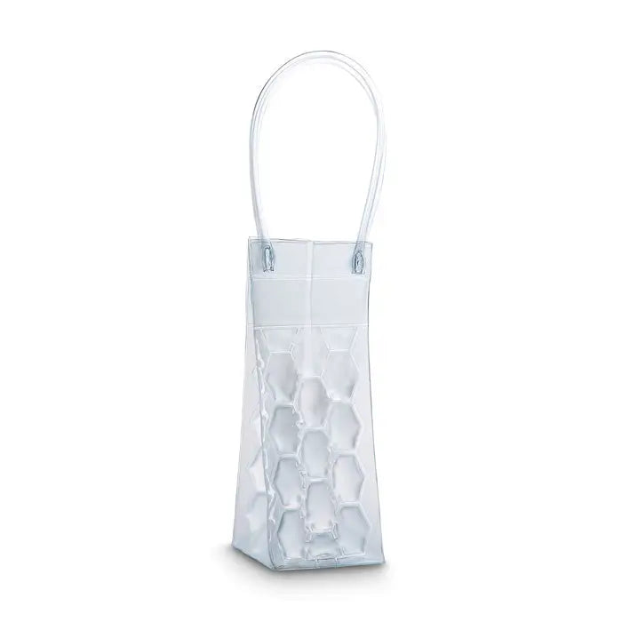 Geanta frigorifica pvc transparenta din plastic transparent cu model fagure si maner transparent