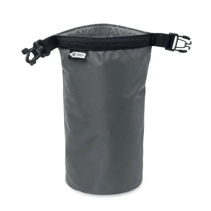 Geanta impermeabila 210t rpet 1,5l gri cu bretea neagra si inchidere cu catarama din material usor rezistent la apa