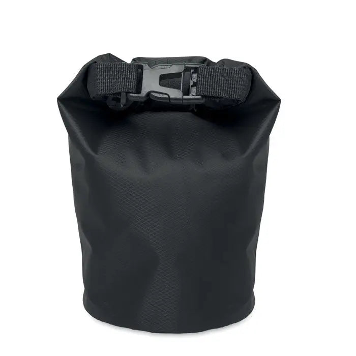 Geanta impermeabila 210t rpet 1,5l neagra din material durabil cu sistem de inchidere cu clips din plastic negru