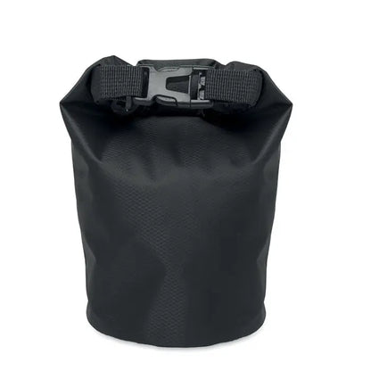 Geanta impermeabila 210t rpet 1,5l neagra din material durabil cu sistem de inchidere cu clips din plastic negru