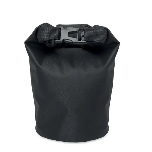 Geanta impermeabila 210t rpet 1,5l neagra din material durabil cu sistem de inchidere cu clips din plastic negru