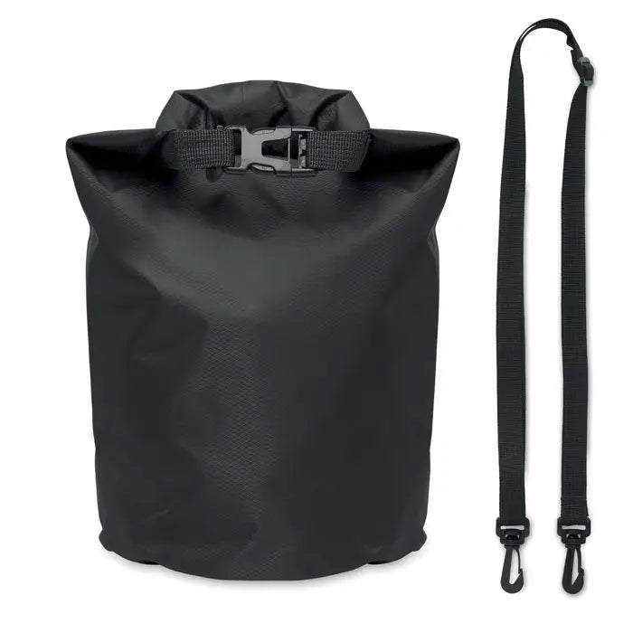 Geanta impermeabila neagra 210t rpet 5l cu sistem roll-top, bretea ajustabila si catarama metalica