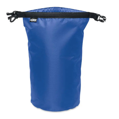 Geanta impermeabila albastra 210t rpet 5l cu inchidere roll-top neagra si catarame din plastic