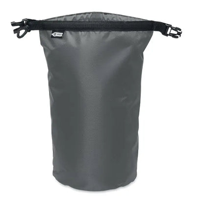 Geanta impermeabila 210t rpet 5l de culoare gri inchis cu inchidere neagra si catarame din plastic