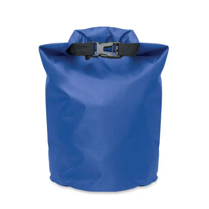 Geanta impermeabila 210t rpet 5l albastra tip roll-top cu bretea neagra si catarama argintie