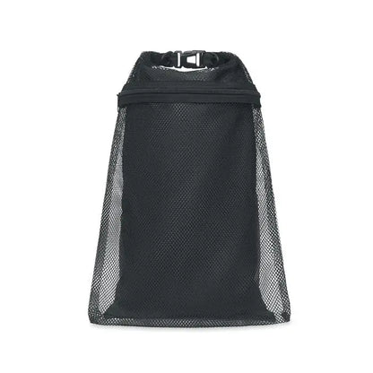 Geanta impermeabila 6l neagra din plasa cu inchidere roll-top si fermoar pentru utilizare outdoor