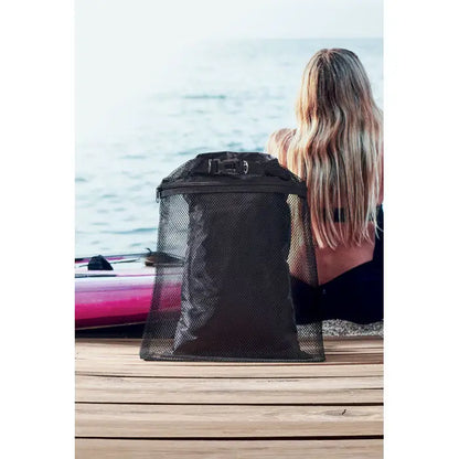 Geanta impermeabila 6l neagra din plasa cu fermoar si inchidere cu catarama pentru uz exterior