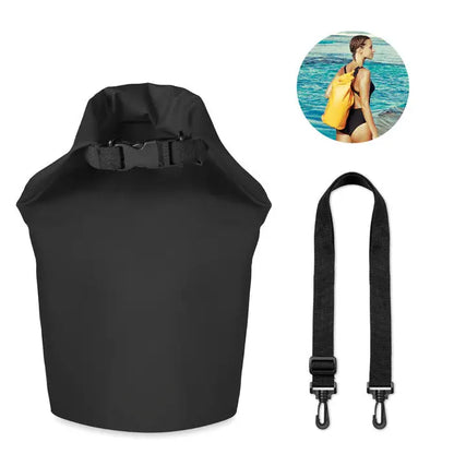 Geanta impermeabila pvc 10l neagra din pvc cu inchidere tip roll-top si bretea reglabila pentru umar