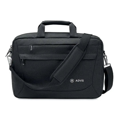 Geanta laptop 600 rpet neagra din material rpets cu design structurat, multiple fermoare si curea ajustabila